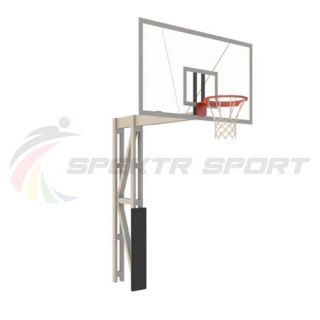 Купить Стойка баскетбольная уличная с защитой, щитом из оргстекла, аморт. кольцом и сеткой, вынос 225 см в Алатыре 
