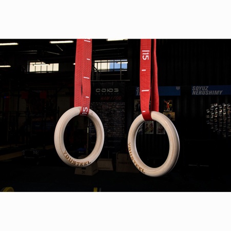 Купить Кольца гимнастические 32 мм красные стропы в Алатыре 