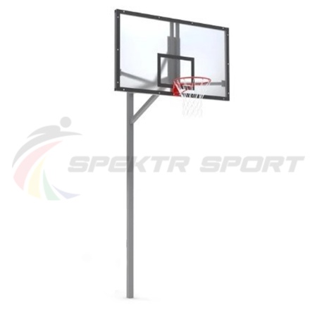 Купить Стойка баскетбольная уличная упрощенная со щитом из оргстекла, кольцом и сеткой SP D 412 в Алатыре 